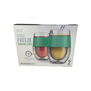 Wine Freeze Cooling Cups Set of 2 8.5 oz Insulated Chiller Wine Lover Gift Host